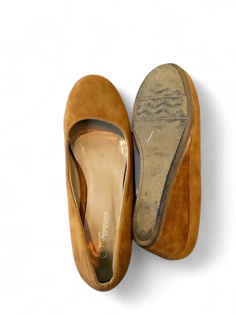 Women’s Tan Suede Wedge Pumps in size 8